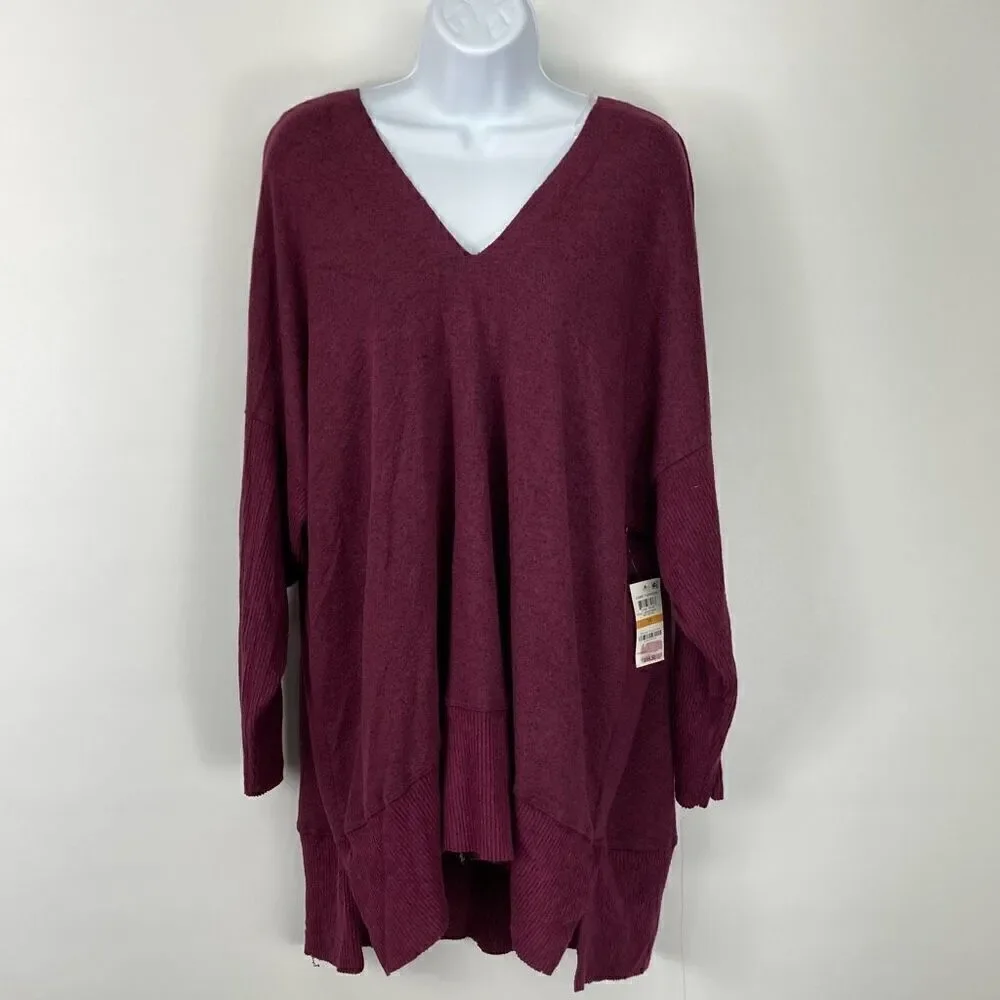 Style & Co. Womens Plus Ribbed V-Neck Sweater Purple size 3X